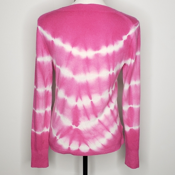 J Crew Sweater Crewneck Cashmere Tie Dye Pink White Small - Picture 6 of 15